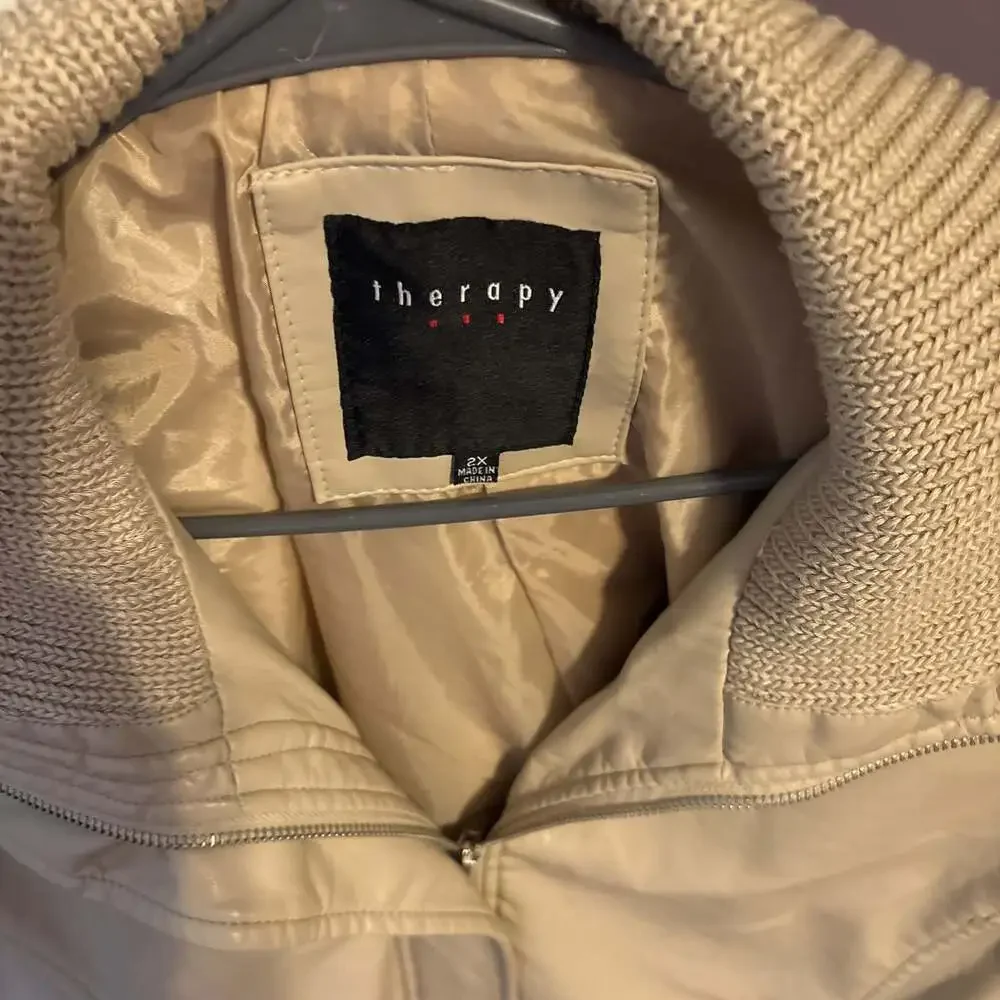 Women's Faux Leather Tan Jacket Therapy - Picture 2 of 3